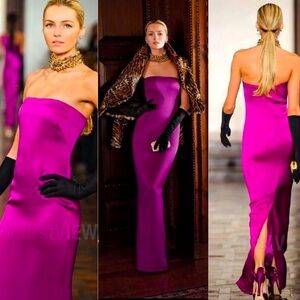 Ralph Lauren Purple Label Evening Gown Strapless Silk Corset Maxi Dress Formal